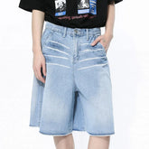 Hearujoy Men Denim Shorts Vintage Washed Gradient Color Loose Male Straight Jeans Knee-length Men's Wear Summer Fashion 9C4735